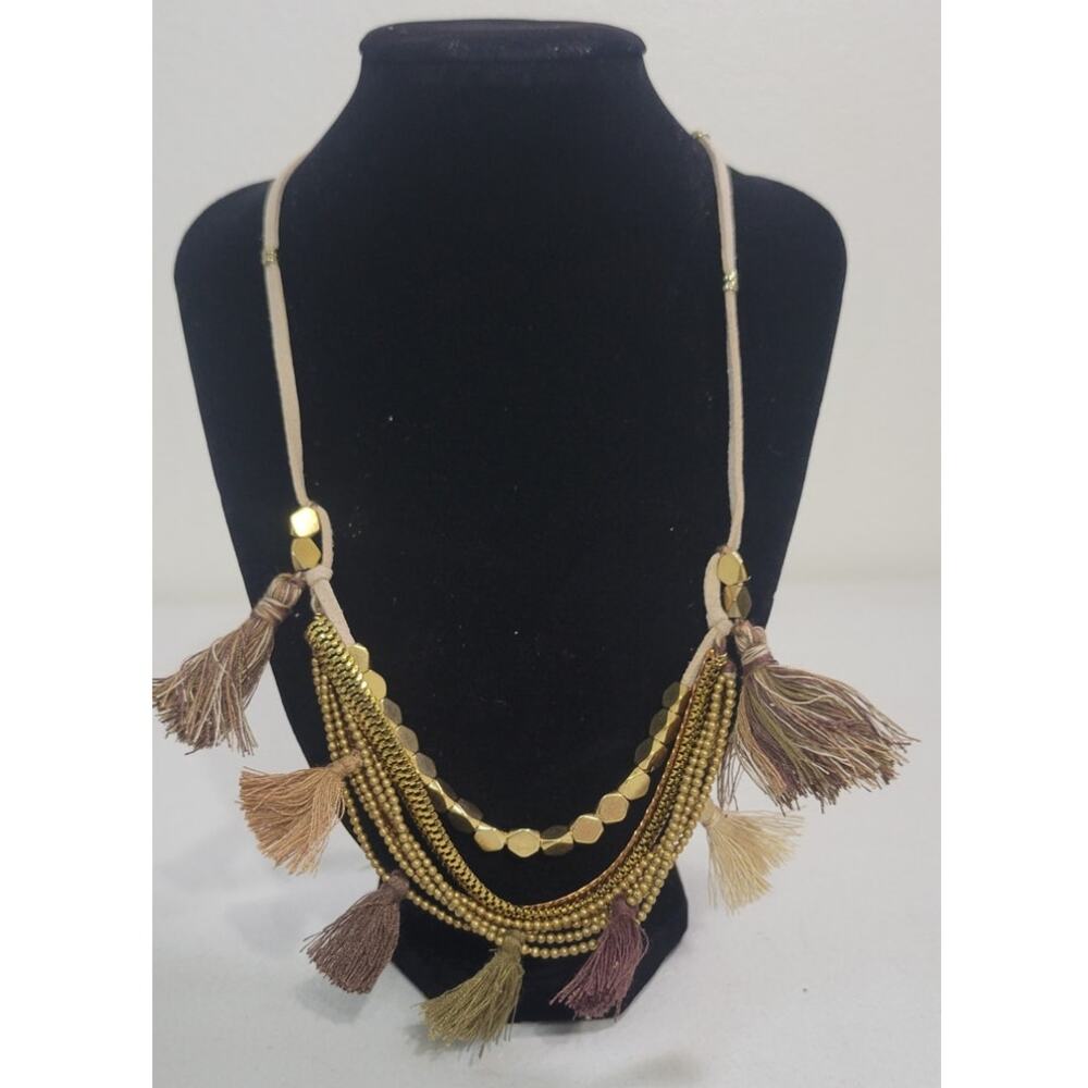 Serefina Anthropologie Necklace Tassells Shades of Gold Adjustable NWOT Boho